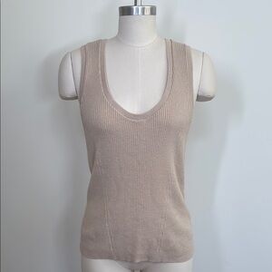 Women's Tan Sleeveless Knit Sweater Top